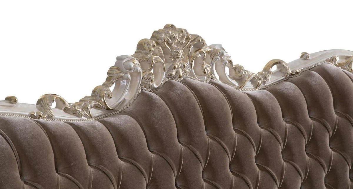 Casa Padrino sof¨¢ de sal¨®n barroco de lujo con cojines decorativos marr¨®n / beige / blanco / oro 240 x 90 x A. 120 cm - Muebles de sal¨®n barrocos nobles