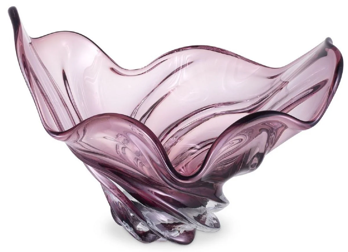 Casa Padrino cuenco de lujo violeta 42 x 27 x A. 25 cm - Cuenco decorativo moderno de vidrio soplado a mano - Accesorios decorativos - Calidad de lujo