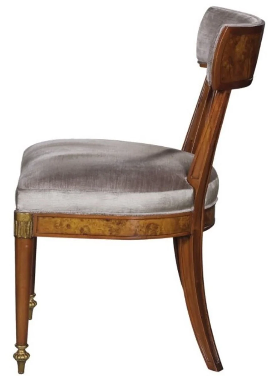 Casa Padrino silla de comedor art nouveau de lujo de marrón claro / marrón / latón / plata 59 x 63 x H. 88 cm - Muebles de Comedor de Lujo