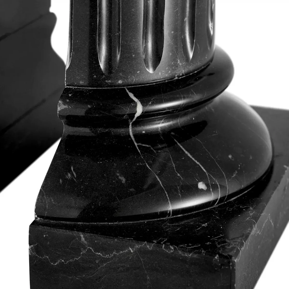 Casa Padrino conjunto de sujetalibros de mármol de lujo columnas barrocos negro 8,5 x 17 x A. 21 cm - Decoración de escritorio - Decoración de salón - Accesorios de decoración de mármol de lujo