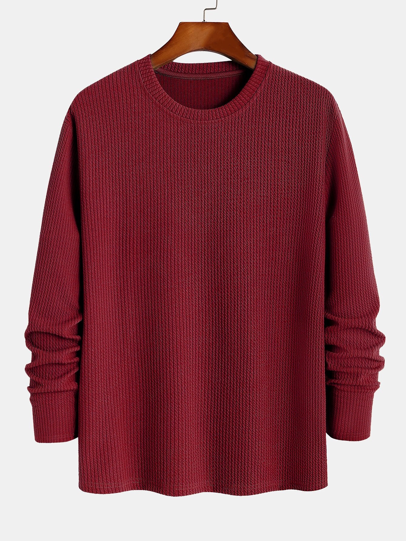 Long Sleeved Muscle Fit Ribbed T-Shirt