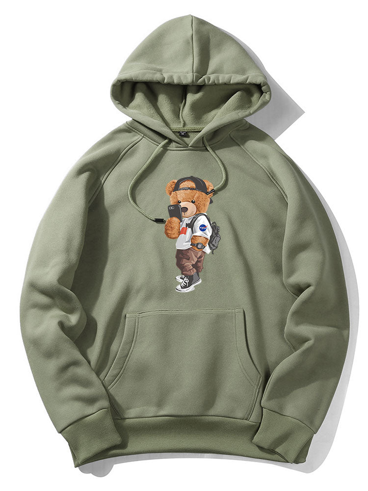 Selfie Bear Print Hoodie
