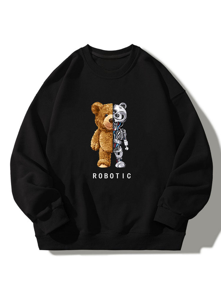 Robot Bear Crew Neck Relaxed Sweatshirt