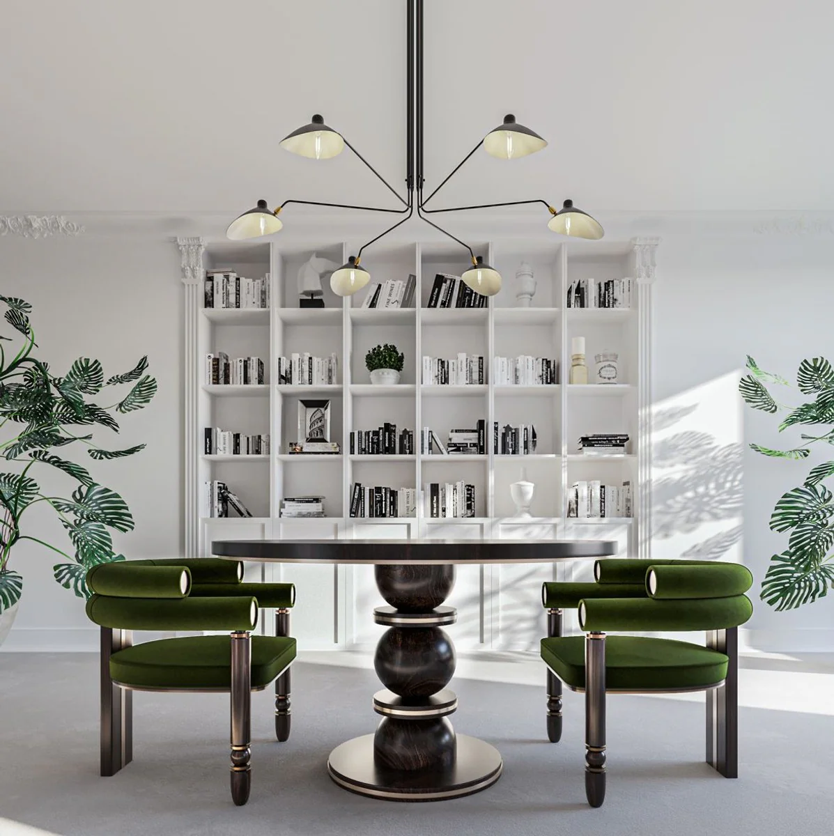 Casa Padrino mesa de comedor de lujo marr¨®n oscuro / lat¨®n ? 150 x A. 76 cm - Mesa de comedor redonda de madera maciza - Muebles de comedor - Muebles de lujo