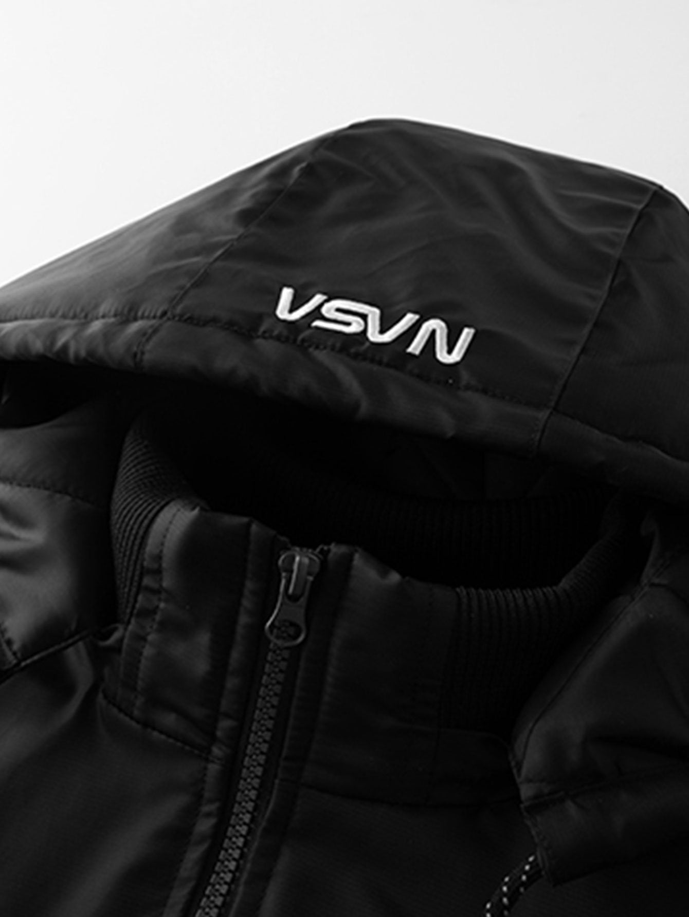 NASA Embroidery Quilted Lined Detachable Hooded Bomber Jacket