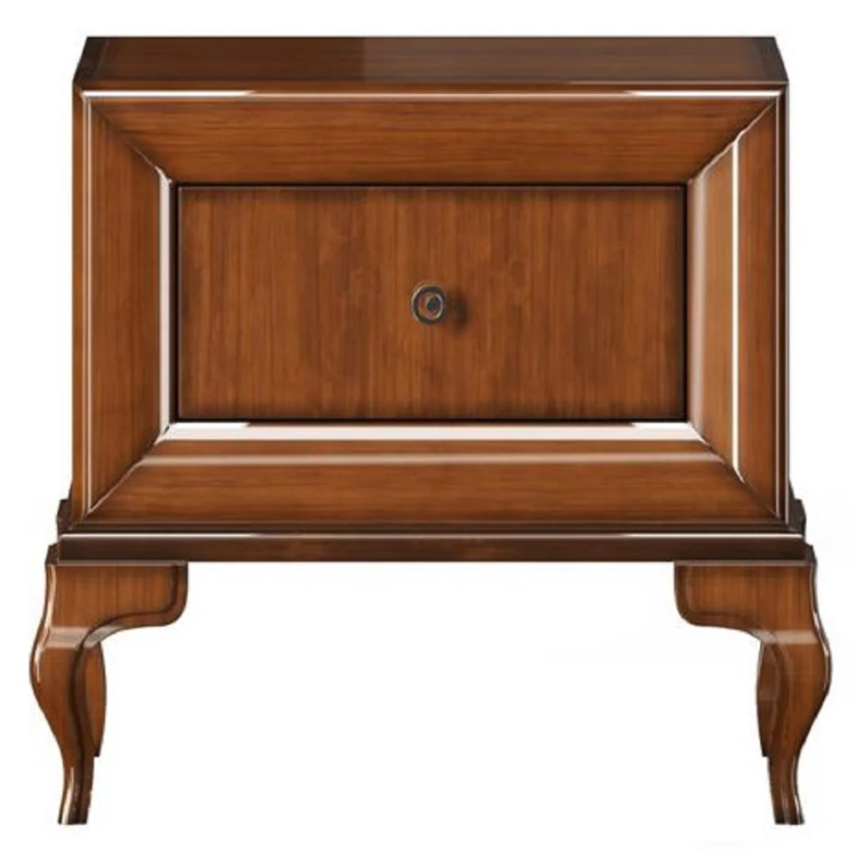 Casa Padrino mesita de noche Art Deco de lujo marr¨®n alto brillo 70 x 42 x A. 65 cm - Mesita auxiliar de madera maciza con caj¨®n - Muebles de dormitorio de lujo - Muebles Art Deco de Lujo