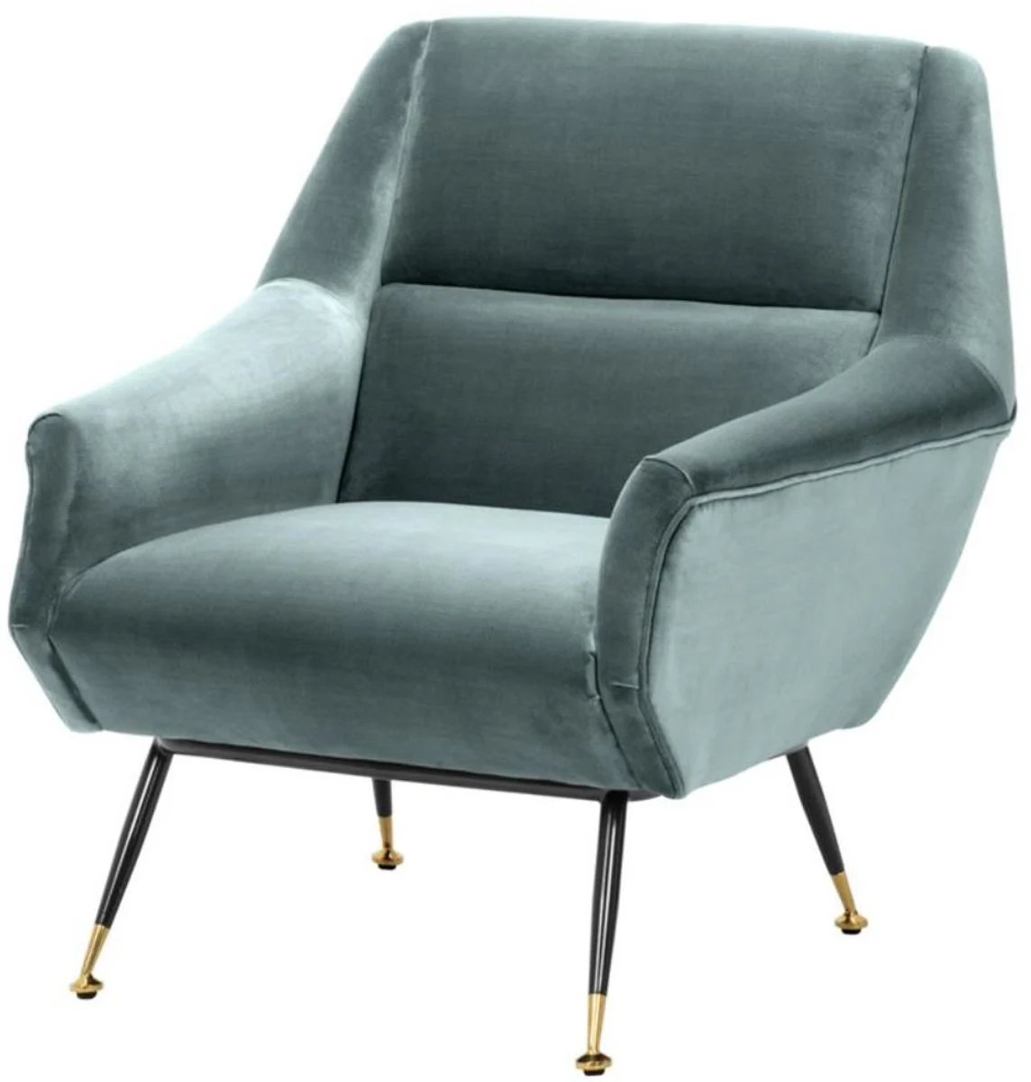 Casa Padrino sillón de salón de lujo turquesa oscuro / negro / latón 75 x 75 x H. 78 cm - Muebles de Hotel