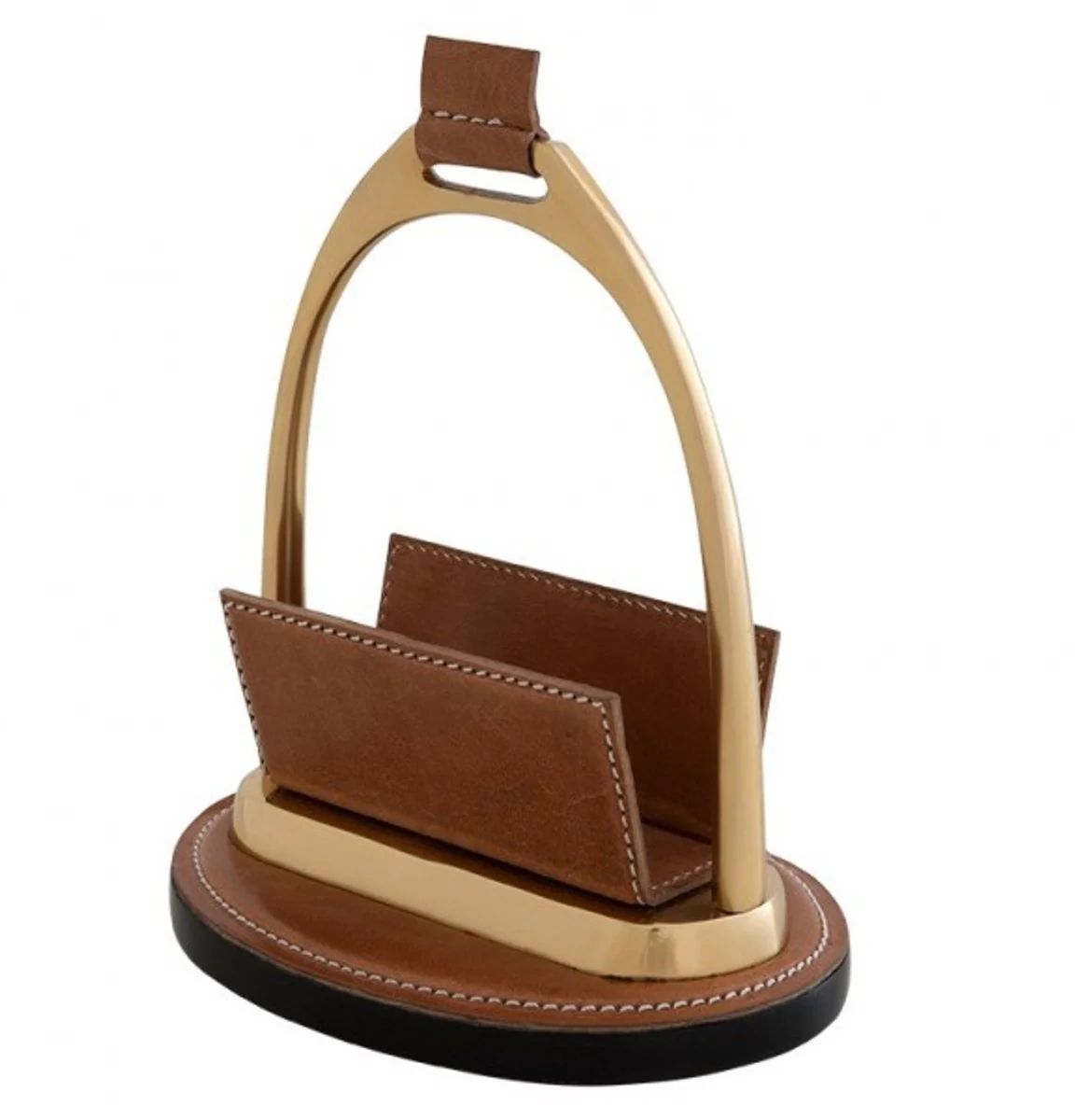 Casa Padrino Luxury Desk Set: Letter Rack and Kulist?nder from brown genuine leather Pen stand - Card Stands