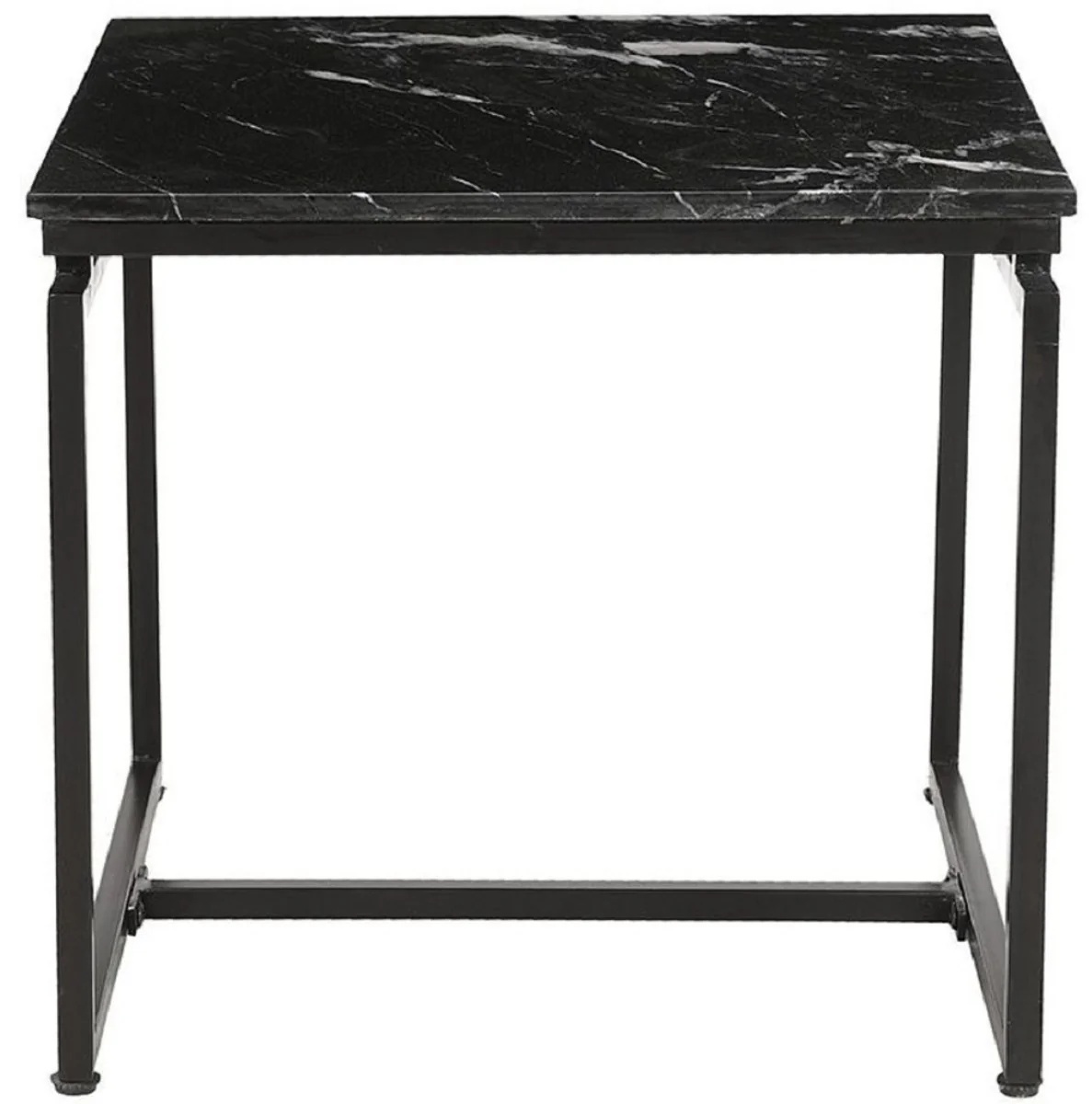 Casa Padrino conjunto de mesa de centro de lujo de 2 negro - Mesas de sal¨®n de metal con tapa de m¨¢rmol - Muebles de sal¨®n - Muebles de lujo