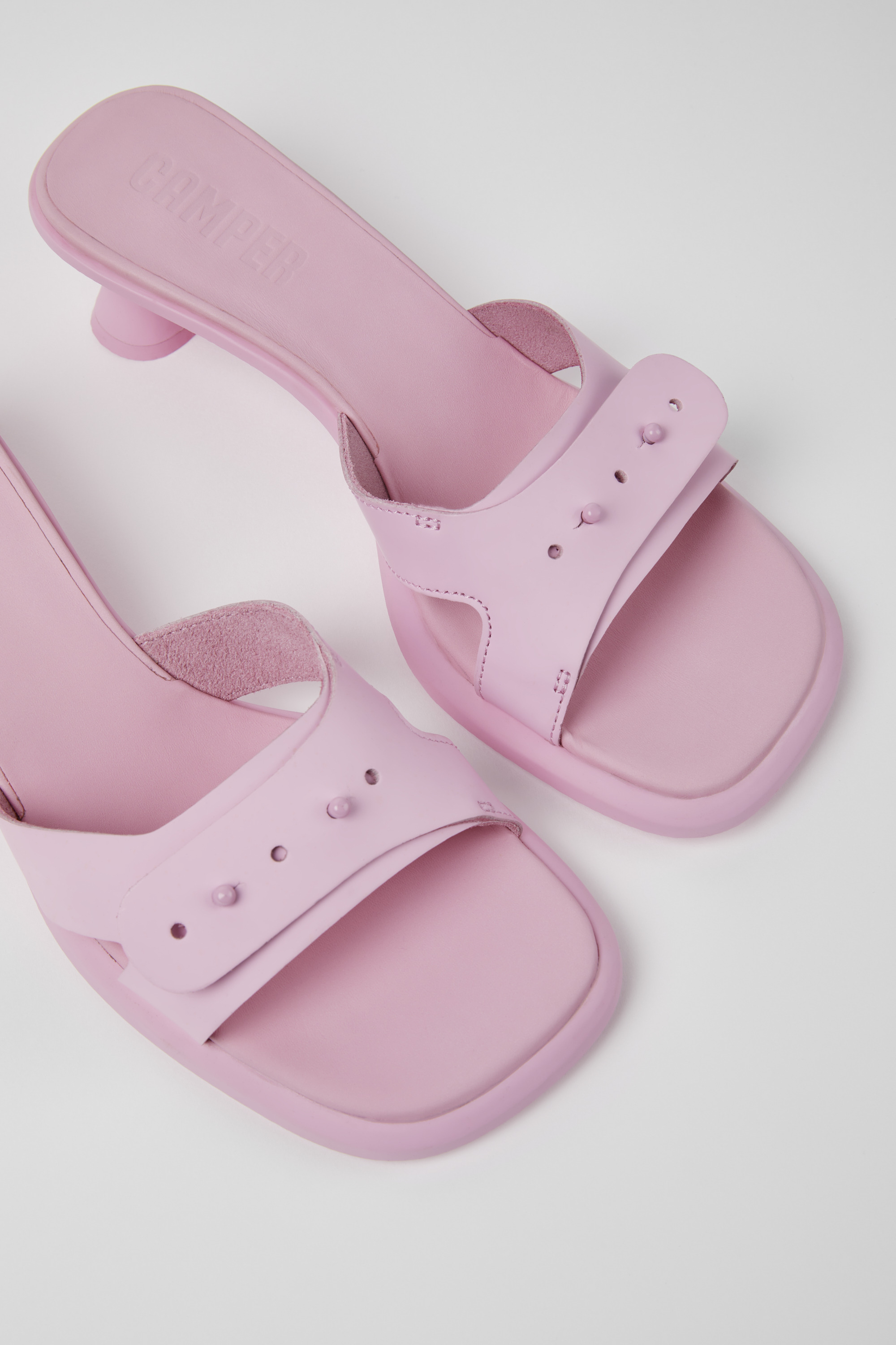 Dina - Pink leather sandals for women