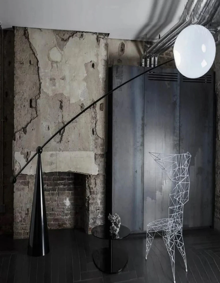 Casa Padrino lámpara de pie de diseño de lujo negro mate 156 x A. 176 cm - Lámpara de pie LED giratoria - Lámparas de pie LED de lujo - Luces LED de lujo - Muebles de lujo