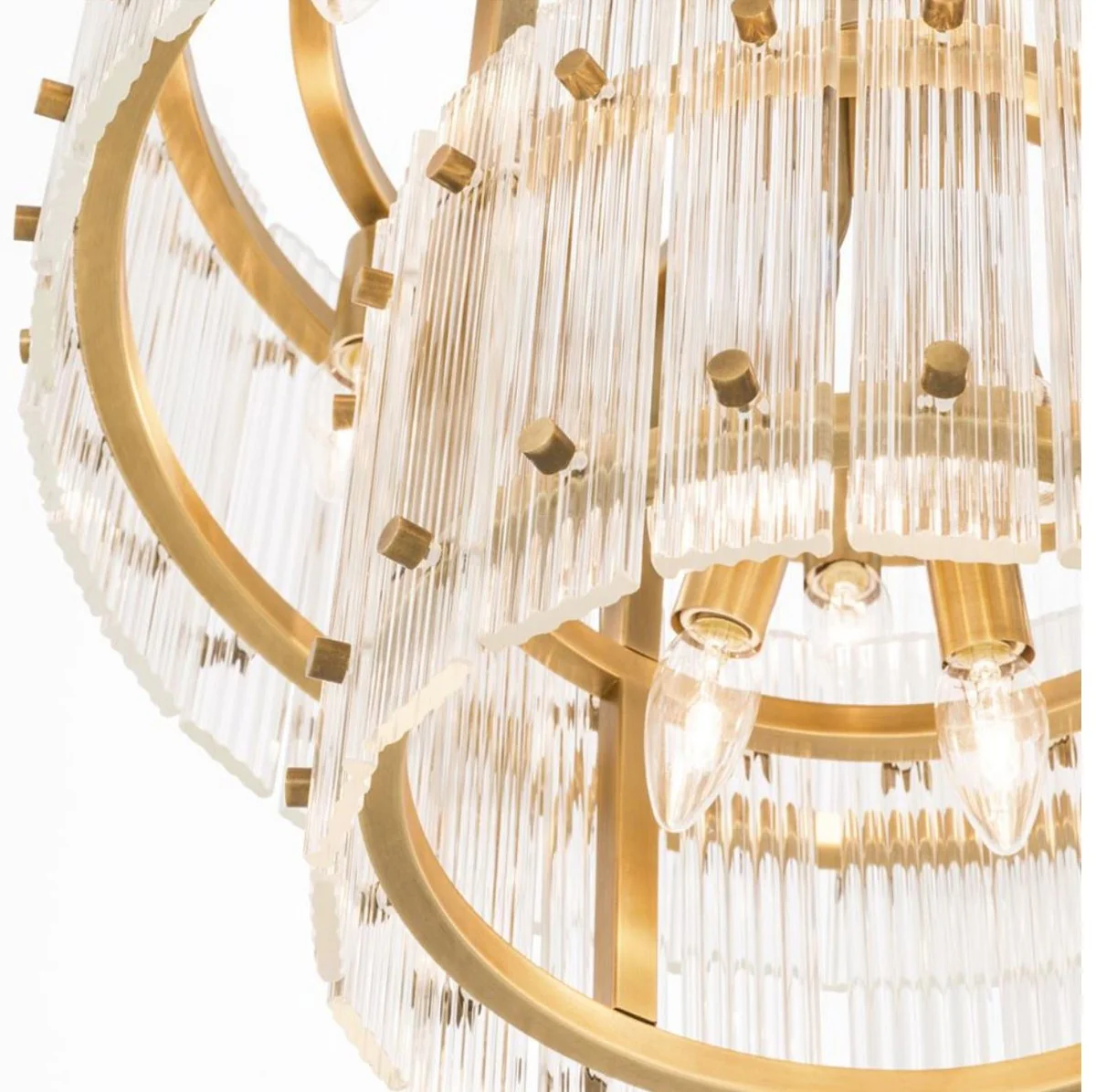 Casa Padrino Araña Latón Antiguo Ø 57 x H. 47 cm - Araña Redonda de Lujo