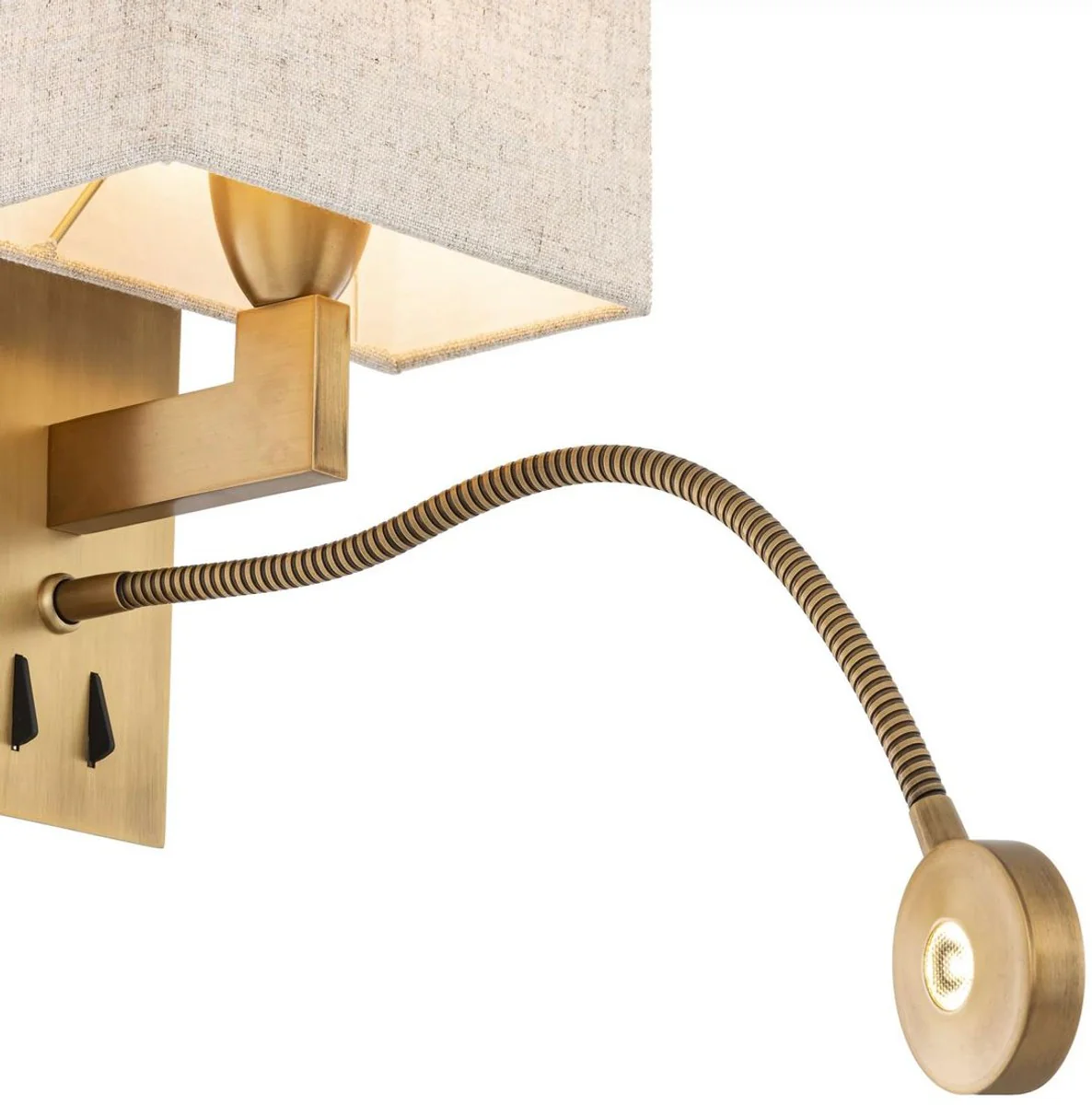 Casa Padrino lámpara de pared de lujo latón antiguo / beige 19 x 17 x A. 32 cm - Lámpara de pared con luz de lectura LED giratoria - Luces de hotel - Luces de pared de lujo - Calidad de lujo