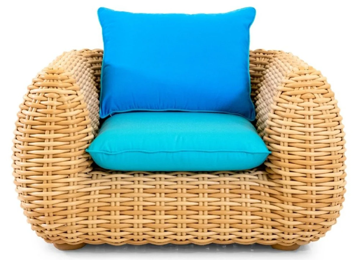 Casa Padrino sill¨®n de jard¨ªn de lujo natural / azul 119 cm