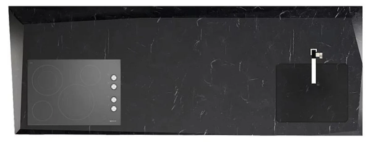 Casa Padrino bloque de cocina de lujo fabricado en m¨¢rmol marquina de alta calidad negro 270 x 100 x A. 75 cm - Muebles de comedor de m¨¢rmol de lujo - Muebles de Hotel - Calidad de Lujo