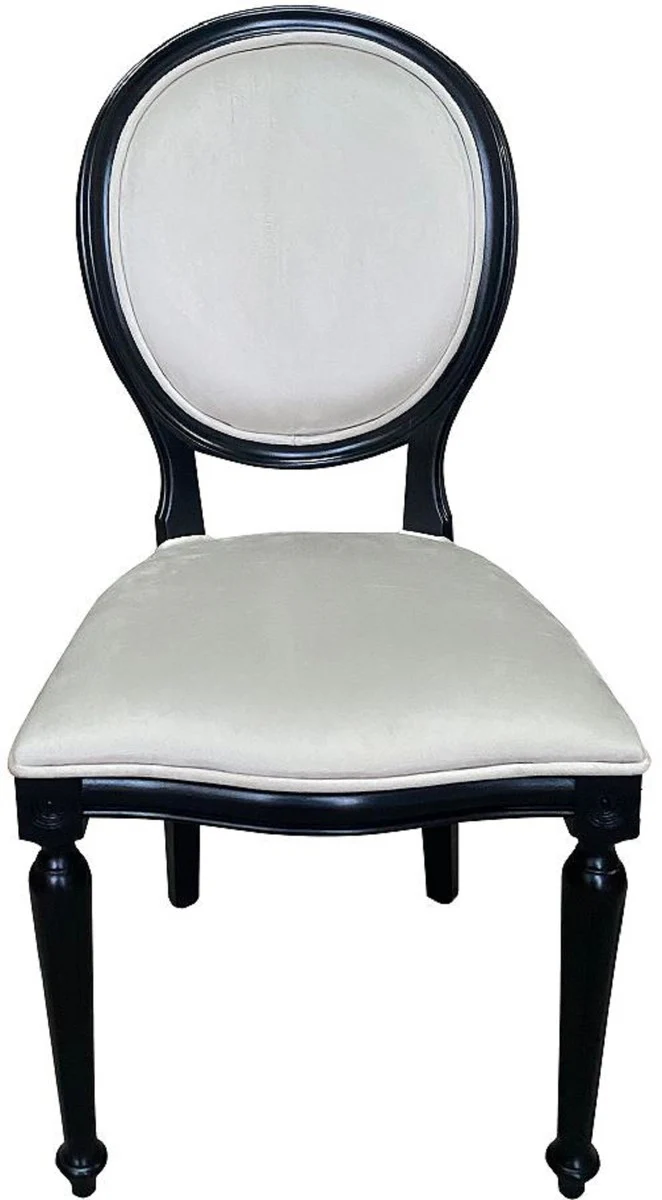 Casa Padrino silla de comedor barroco crema / negro - Silla hecha a mano de estilo antiguo - Muebles de comedor de estilo barroco