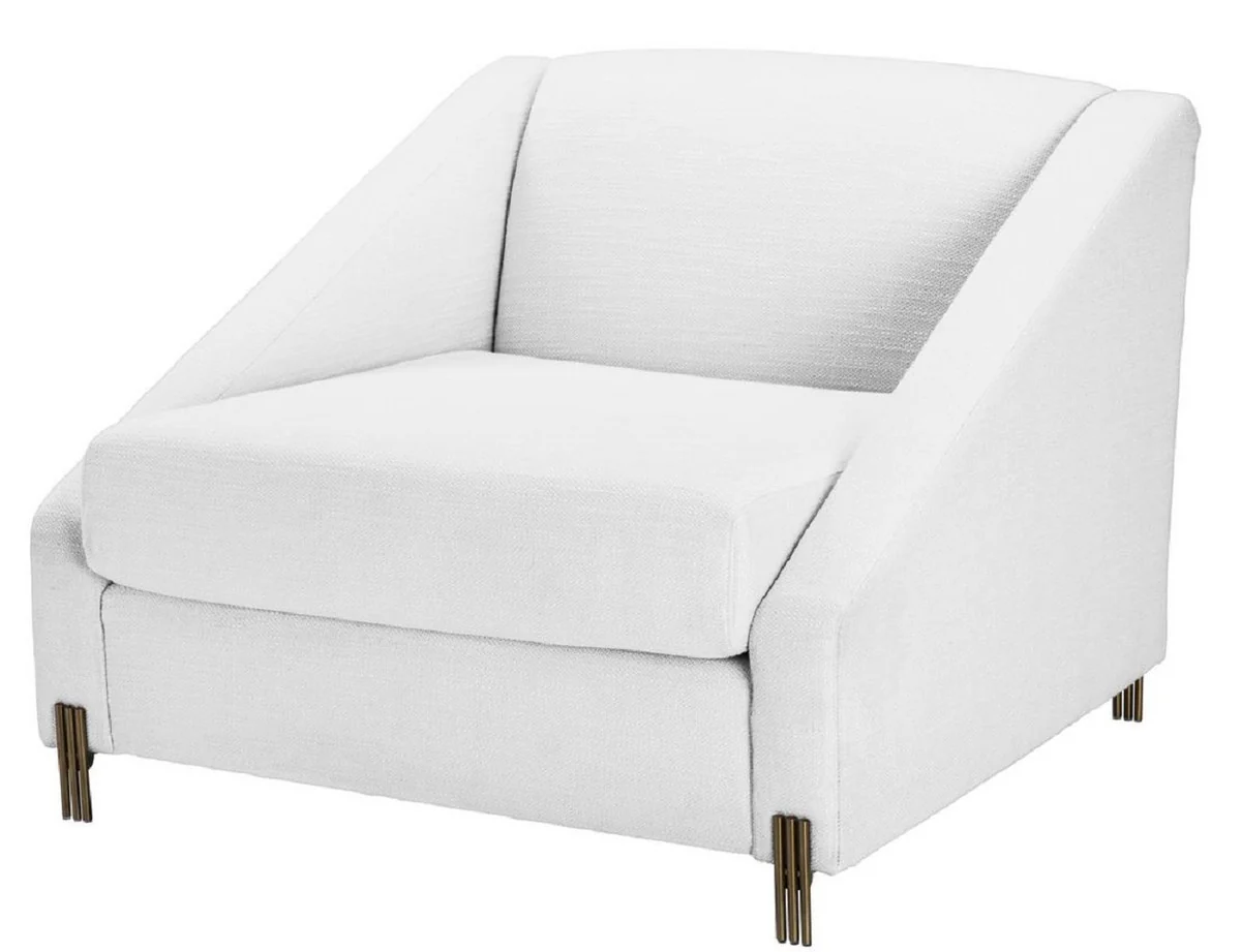 Casa Padrino sill¨®n de lujo blanco / lat¨®n 88 x 94 x H. 73 cm - Sill¨®n de Sal¨®n con 2 Cojines - Muebles de Lujo