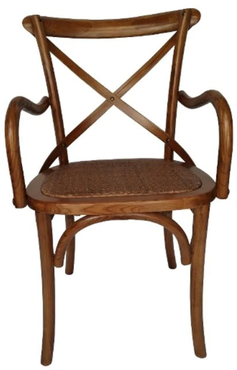 Casa Padrino country-style dining chair with armrests dark brown 48 x 43 x H. 89 cm - Country-Style Dining Room Furniture