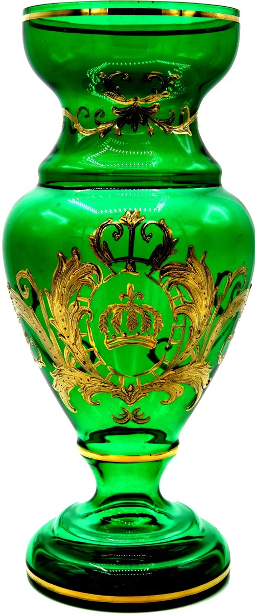 Pomp??s by Casa Padrino jarr¨®n de lujo con ba?o de oro de 24 quilates verde / oro ? 14 x A. 30,5 cm - Florero Pomp??s dise?ado por Harald Gl??ckler