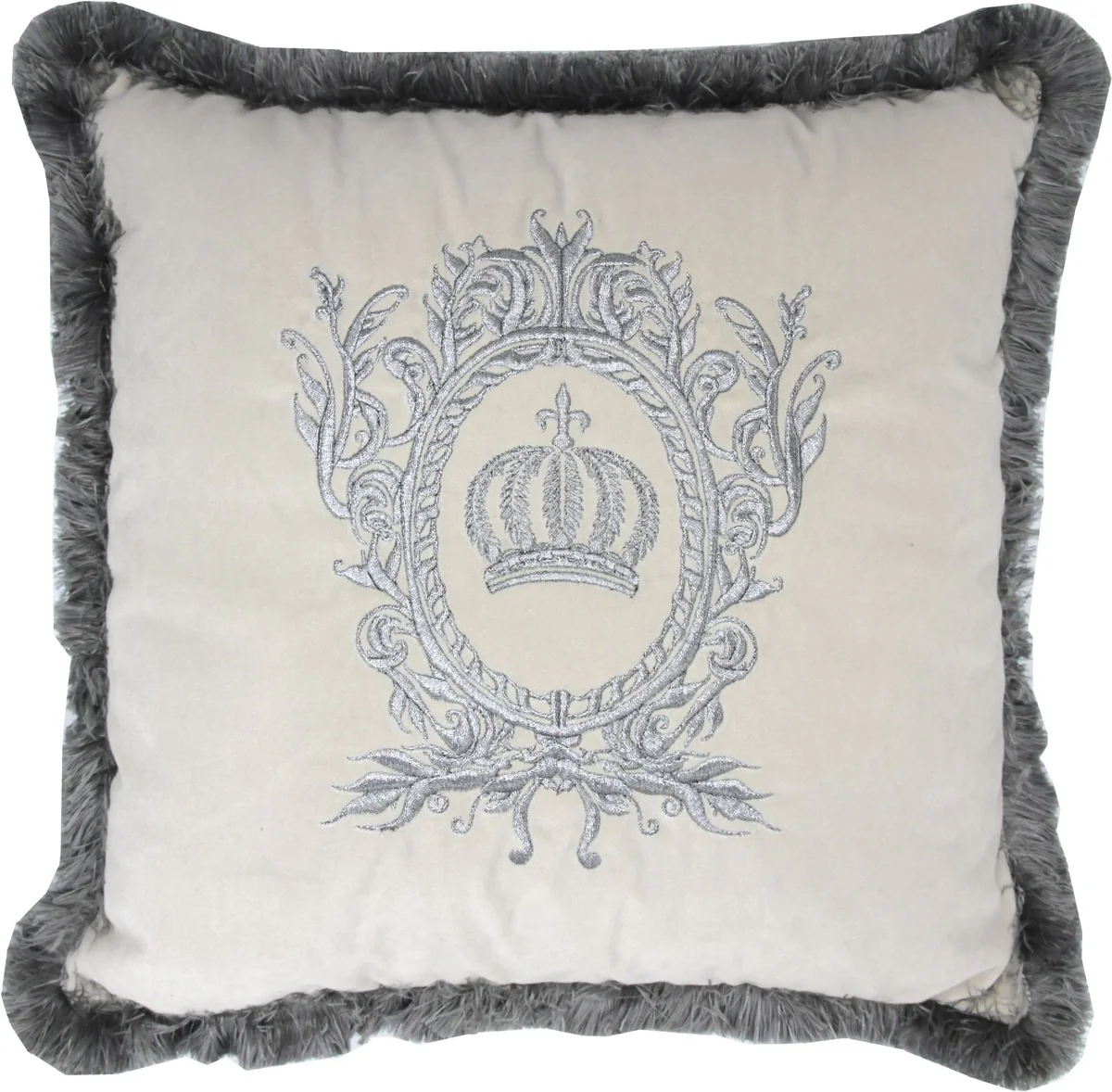 Harald Gl??ckler almohada decorativa de lujo Pomp??s by Casa Padrino crema / plata - Almohada Gl??ckler