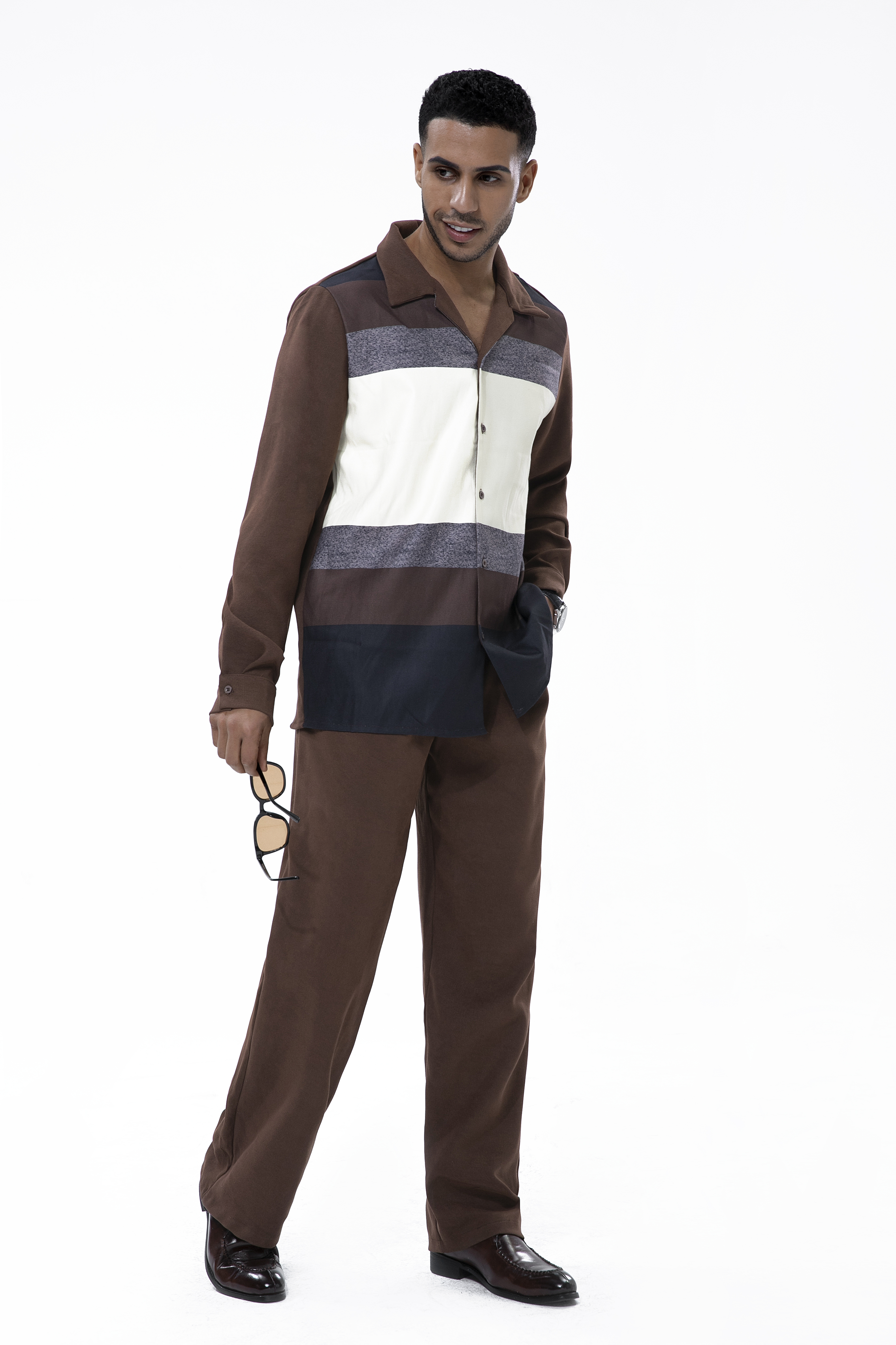 Suitmens Men's Brown Suede Long Sleeve Walking Suit 028