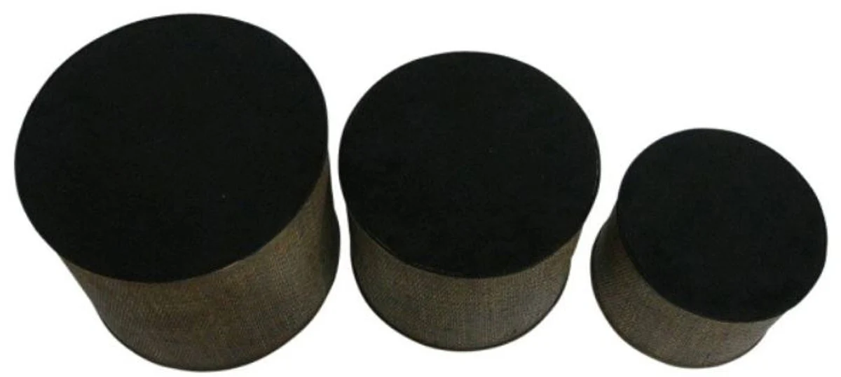 Casa Padrino Country Style Seat Block Set of 3 Dark Brown / Beige - Handmade Seat Blocks with Storage Space and Padded Seating Surfaces