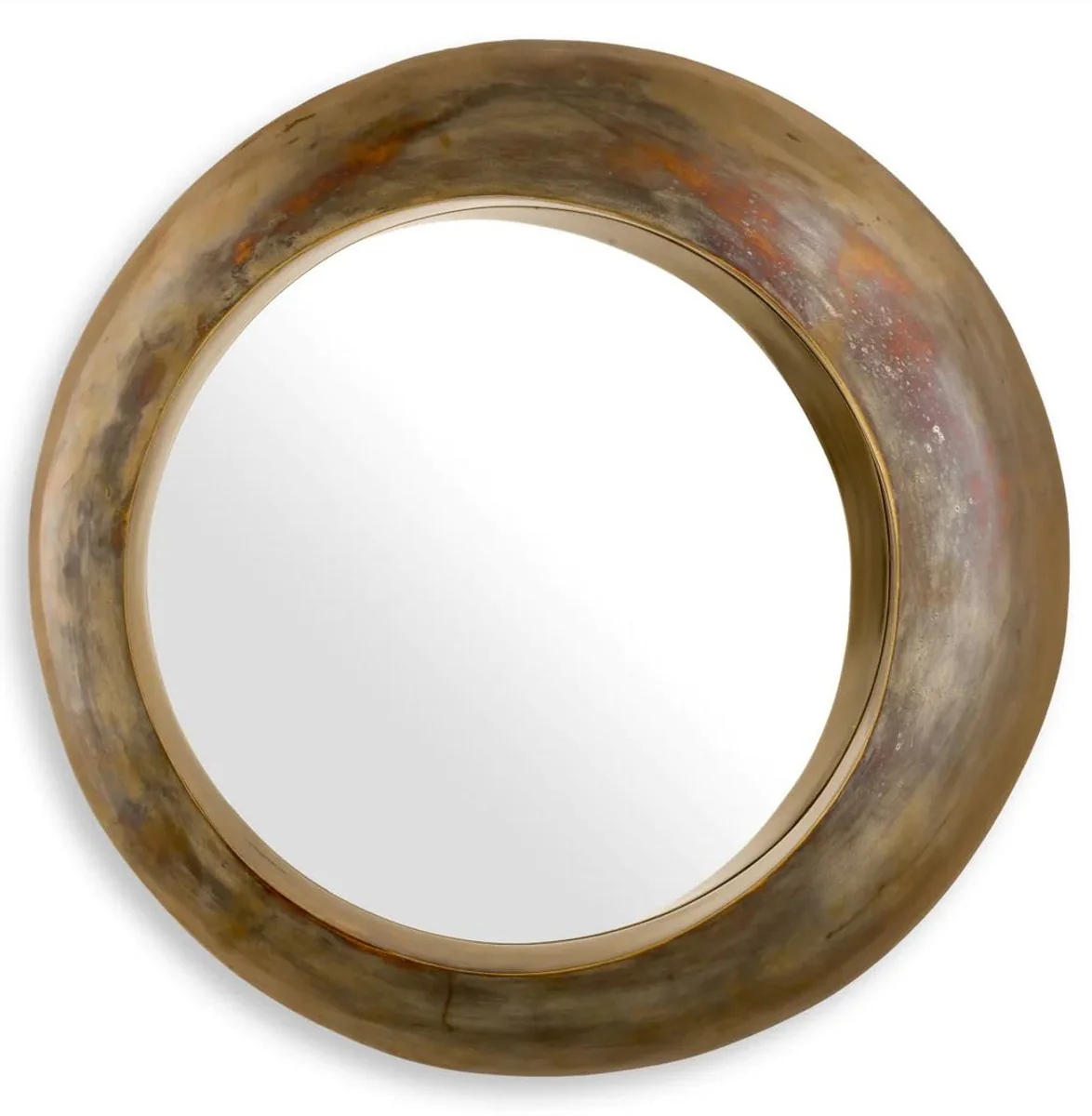 Casa Padrino espejo de pared de aluminio de lujo lat¨®n vintage ? 50 cm - Espejo de sal¨®n redondo - Espejo de dormitorio - Espejo de armario - Muebles de Lujo