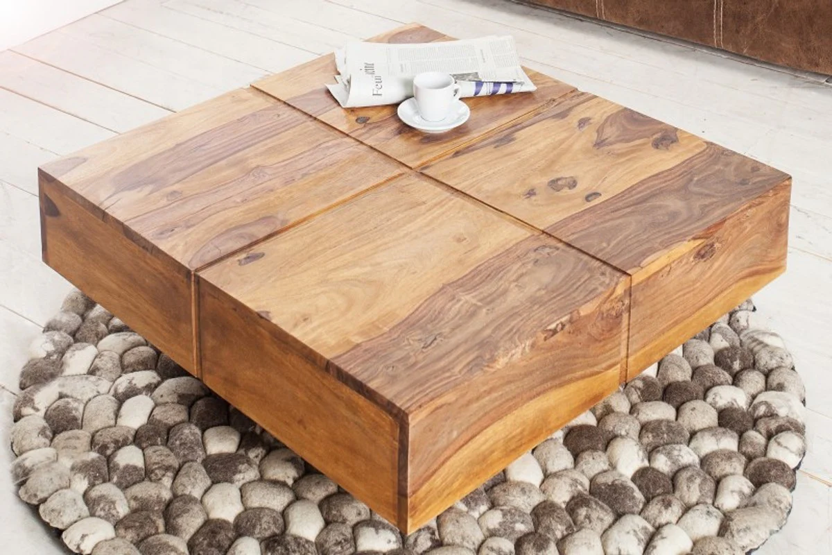 Mesa de centro de madera maciza de diseño Casa Padrino nature 80 x 30 cm - mesa de salón
