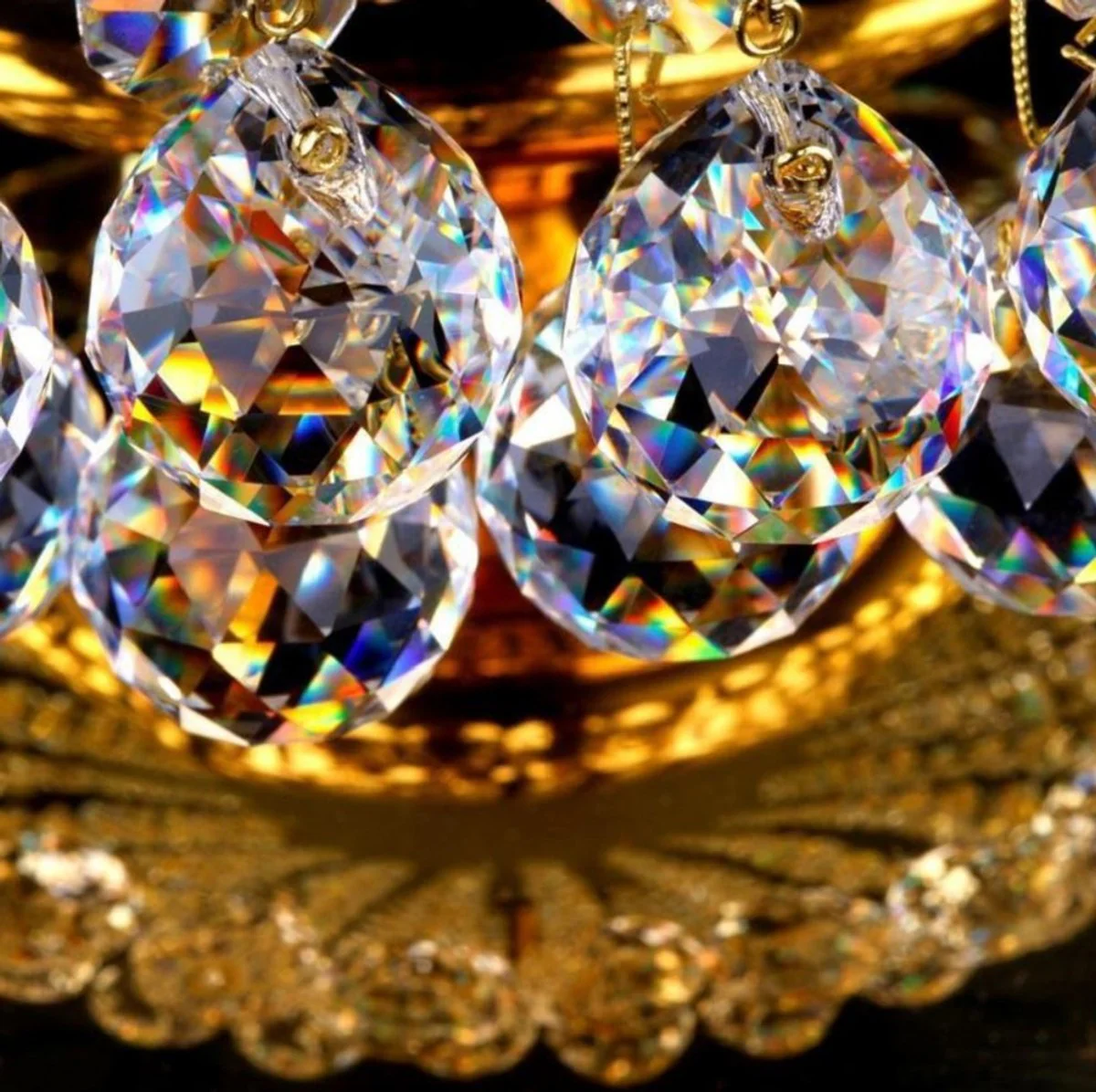 Casa Padrino lámpara de mesa de cristal barroco de lujo oro Ø 20 x A. 34 cm - Magnífica lámpara de taburete con cristal de Bohemia - Luces de cristal barroco