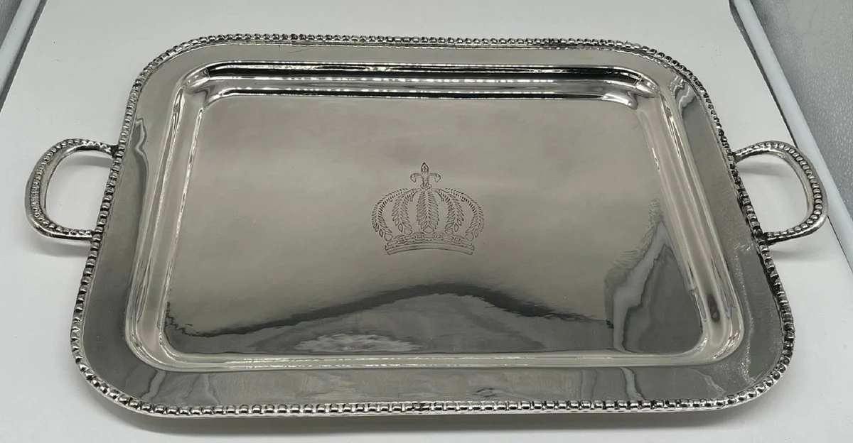 Pomp??s de Casa Padrino bandeja de servicio barroco de lujo corona plata 48 cm - dise?ada por Harald Gl??ckler