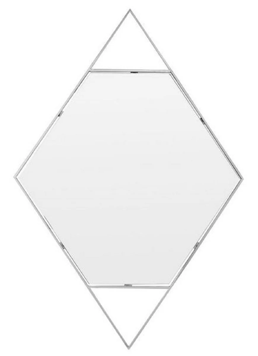 Casa Padrino espejo de pared de dise?o plata 81 x H. 119 cm - Espejo de Acero Inoxidable en Forma de Diamante - Muebles de Dise?o