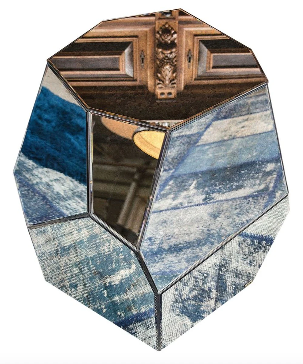 Casa Padrino mesa auxiliar de dise?o con espejo antiguo de cristal de 65 x 50 x H. 60 cm - colecci¨®n de dise?o