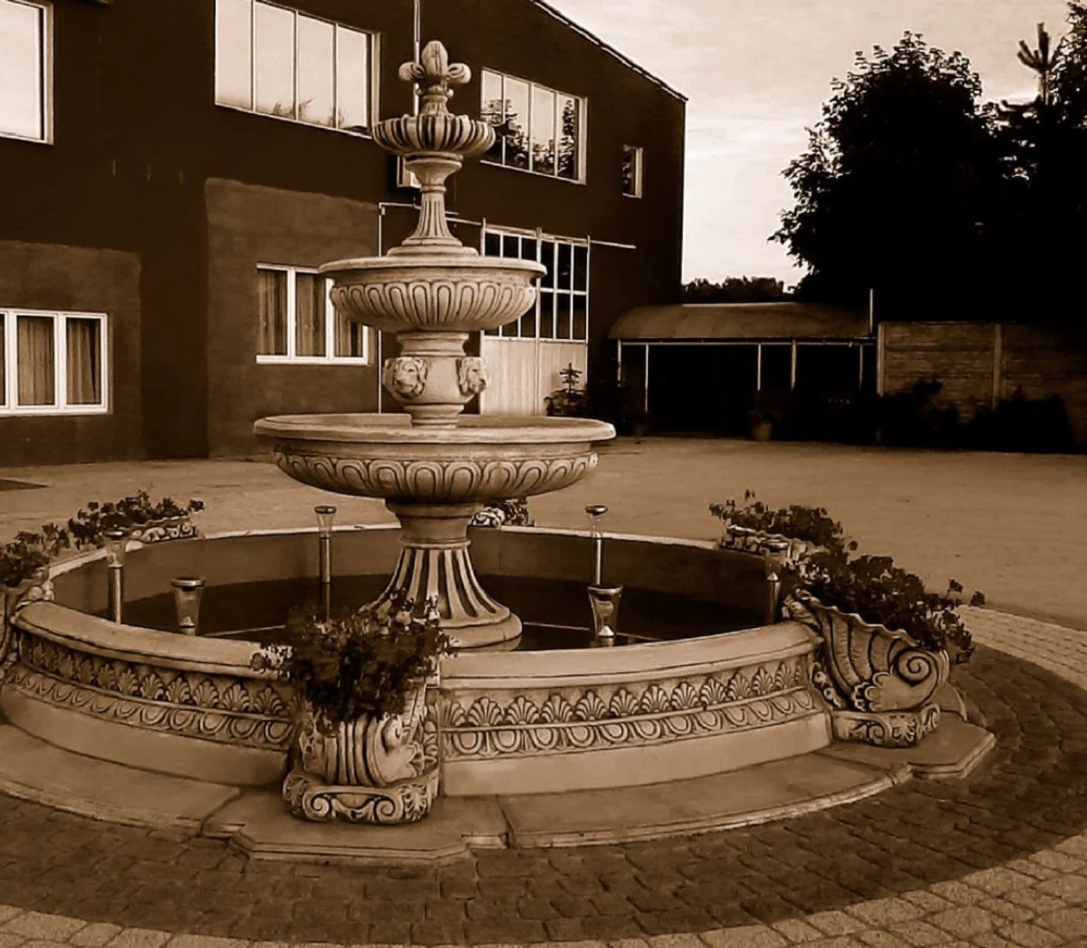 Casa Padrino borde de fuente barroco gris ? 545 x A. 58 cm - Borde de fuente de jard¨ªn magn¨ªfico - Borde de fuente estilo barroco - Decoraci¨®n de jard¨ªn estilo barroco - Accesorios de jard¨ªn barroco