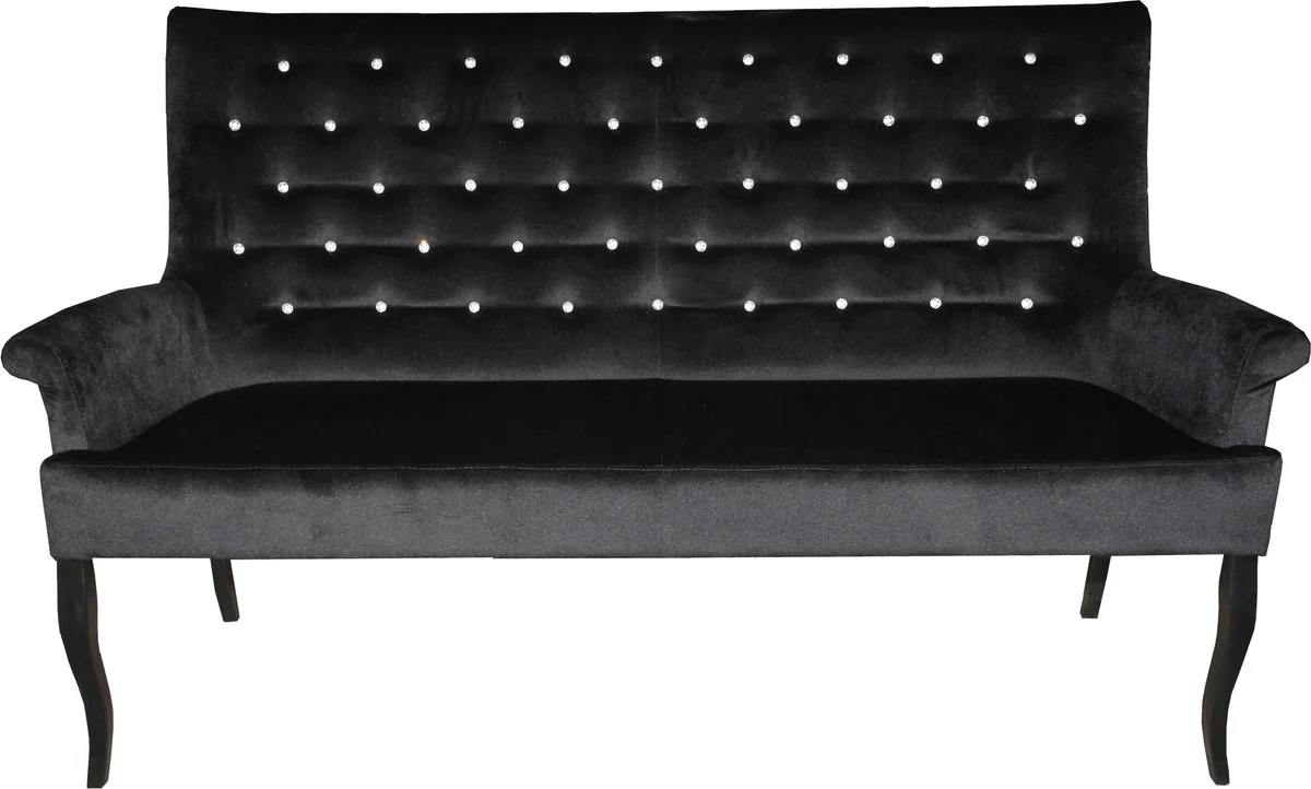 Casa Padrino Chesterfield bench / sofa with bling bling glittering black B 180 cm, H 100 cm, T 67 cm - dining bench