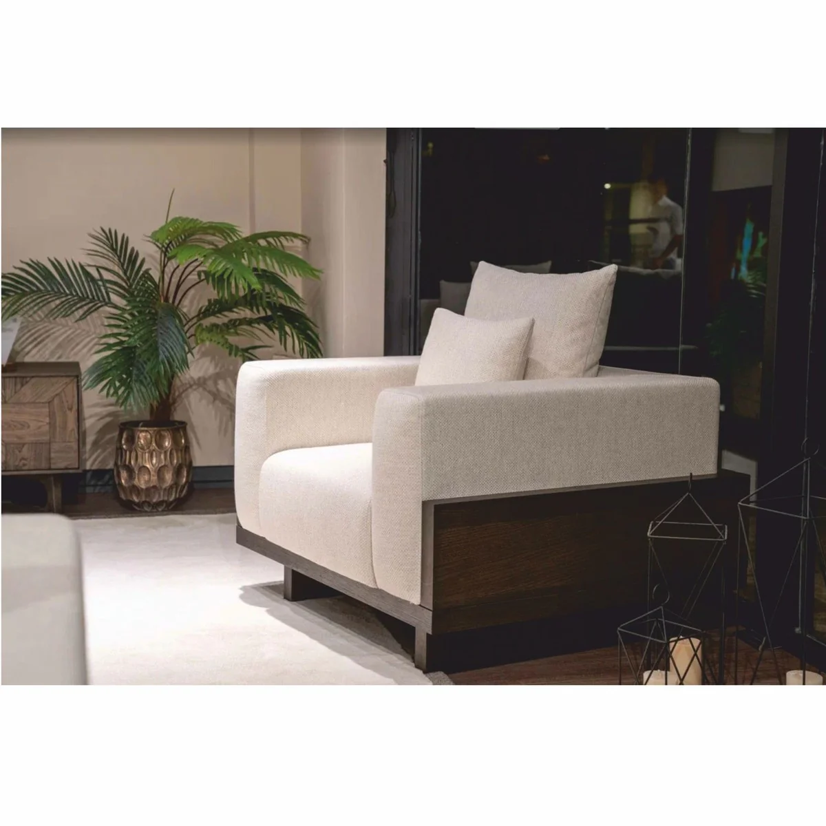 Casa Padrino sill¨®n de lujo crema / marr¨®n oscuro 100 cm - Muebles de sal¨®n y hotel