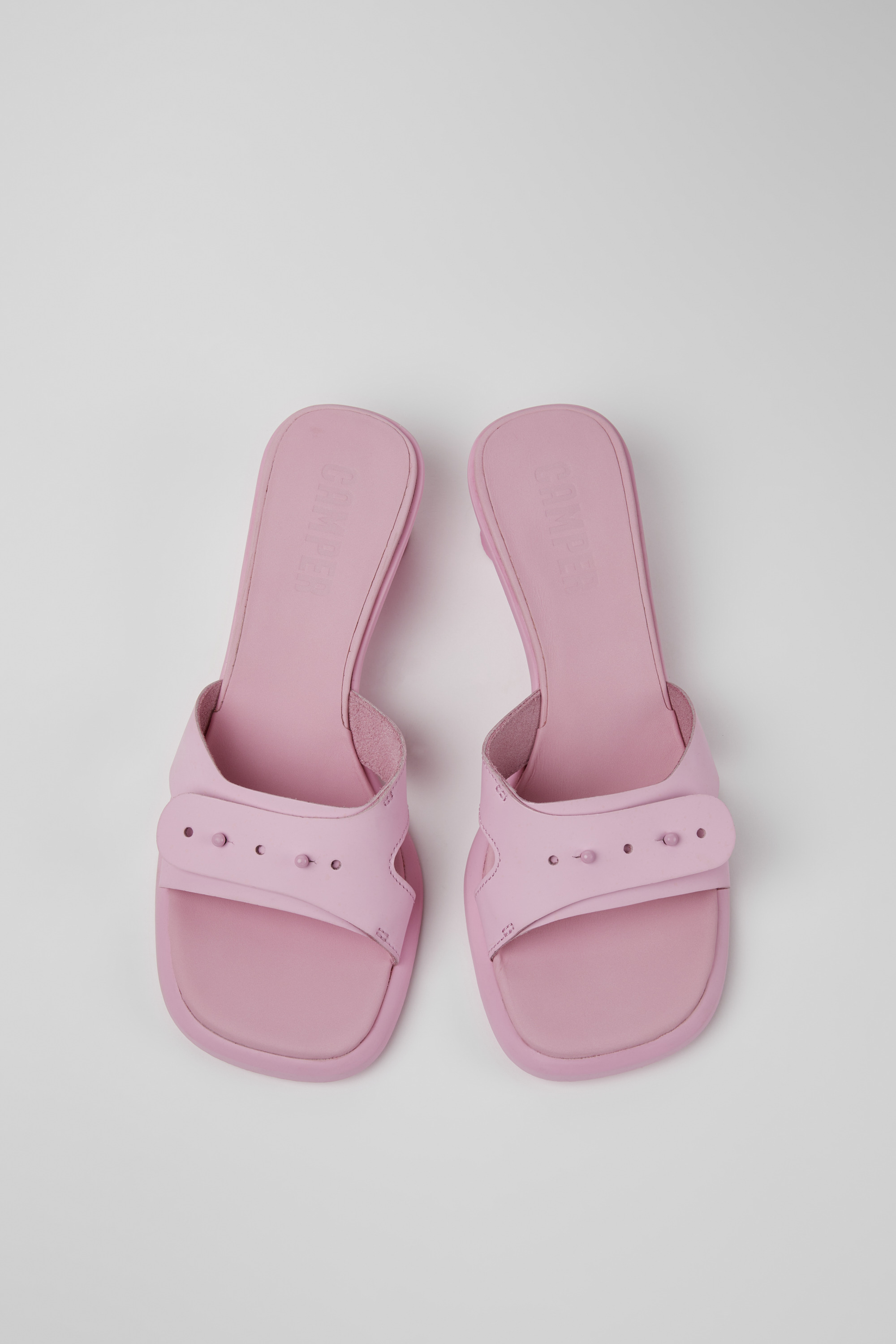 Dina - Pink leather sandals for women