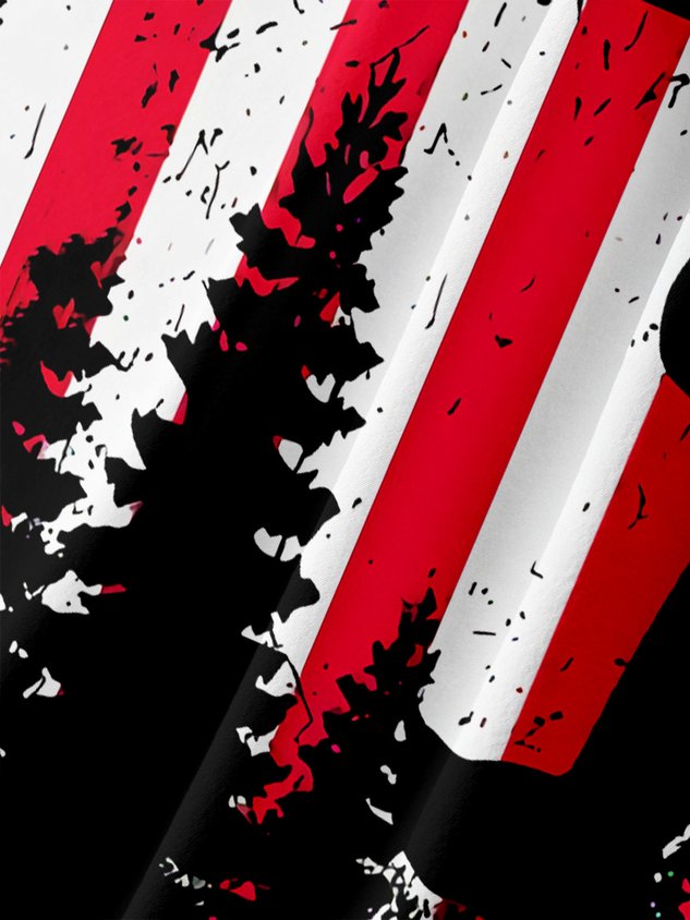 Flag Bigfoot Chest Pocket Short Sleeves Casual Shirt