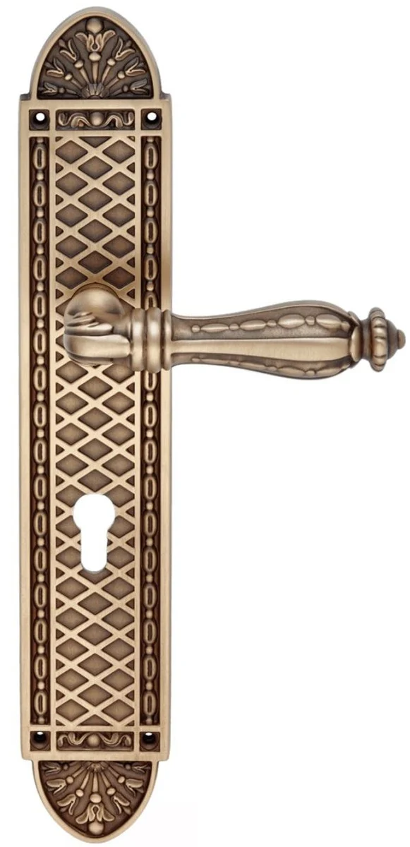 Casa Padrino conjunto de manija de puerta barroco latón patinado 15,5 x H. 35 cm - Muebles de Estilo Barroco