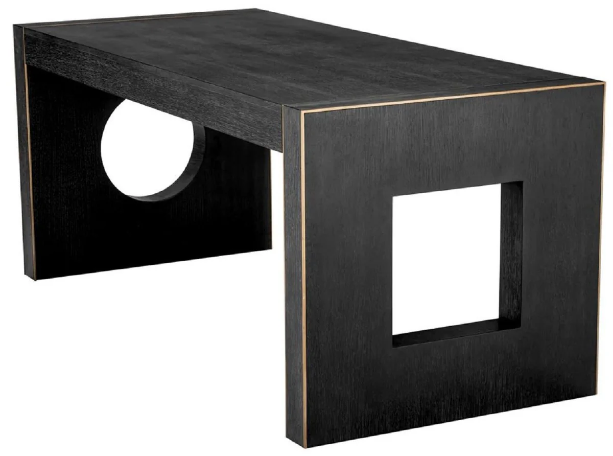 Casa Padrino escritorio de lujo con 3 cajones negro gris / bronce 180,5 x 80 x A. 76 cm - Mesa de oficina - Muebles de oficina - Muebles de lujo - Instalaci¨®n de lujo - Calidad de lujo