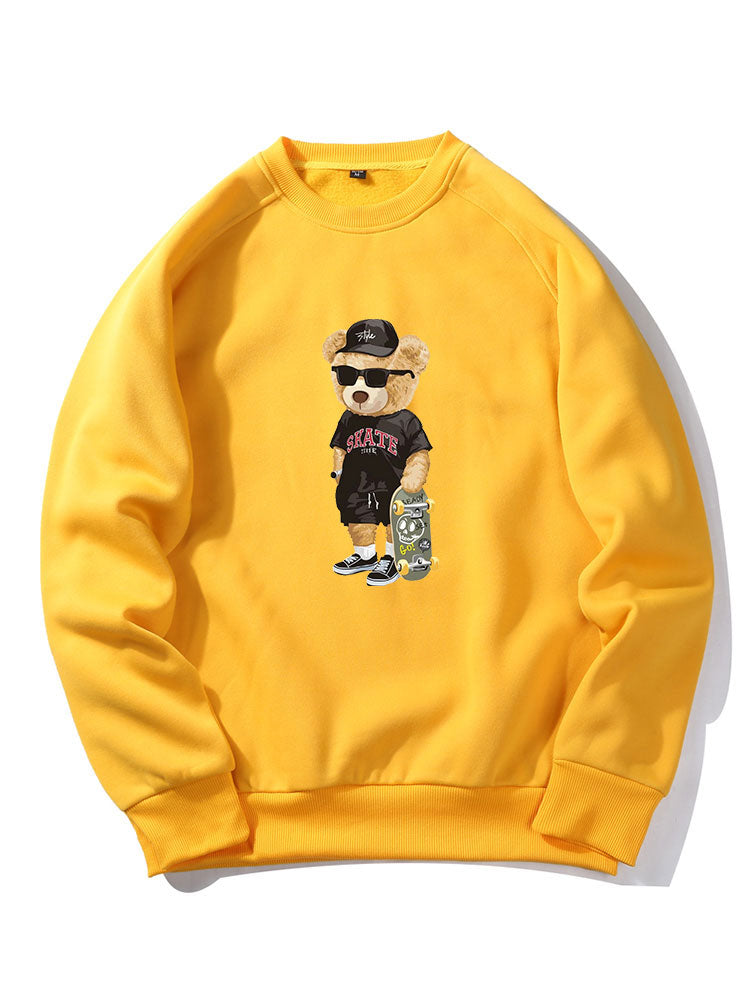 Skate Bear Print Raglan Sleeves Sweatshirt