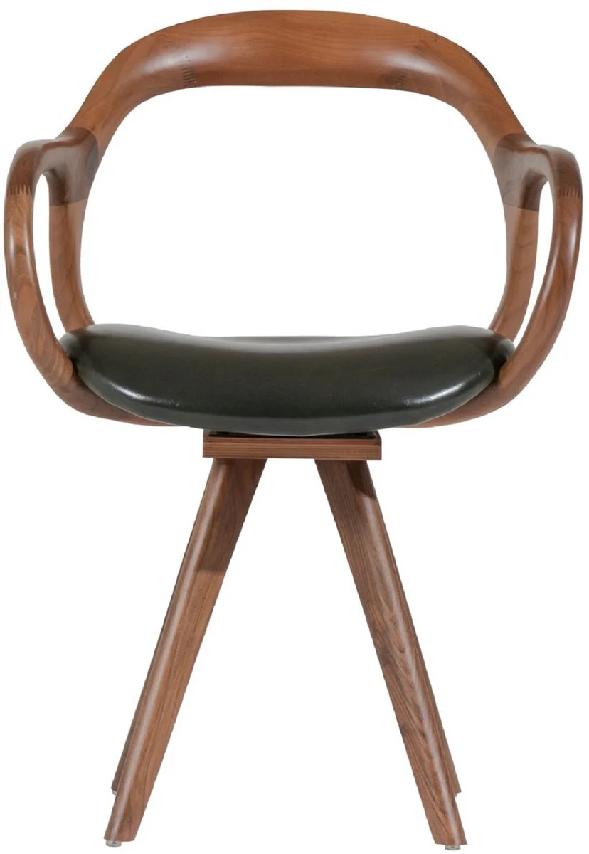 Casa Padrino silla giratoria de lujo con reposabrazos marr¨®n / verde oscuro A. 83 cm