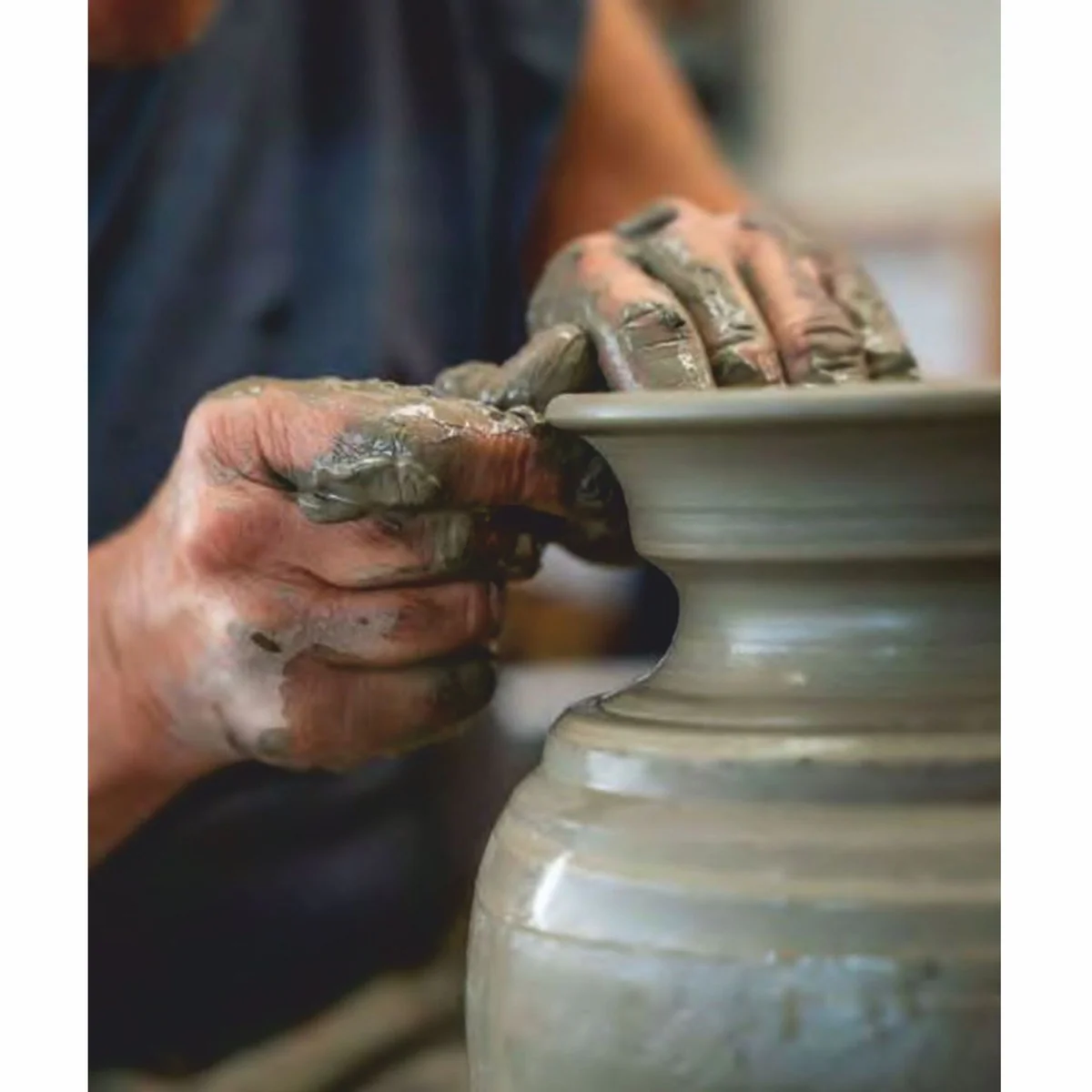 Casa Padrino Maceta Art Nouveau de Terracota Beige A. 62 cm - Hecho en Italia