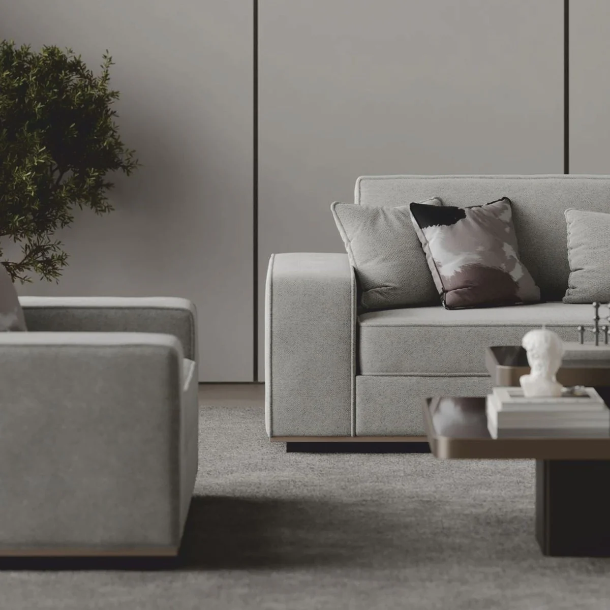 Casa Padrino sill¨®n de lujo gris 115 cm - Muebles para sala de estar y hotel