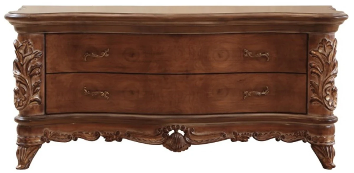 Casa Padrino gabinete de TV barroco de lujo marr¨®n - Aparador de madera maciza hecho a mano con 2 cajones - Muebles Barrocos - Noble y Magn¨ªfico