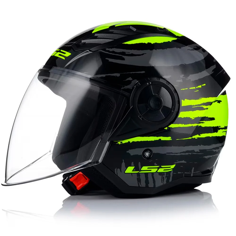 CASCO JET LS2 OF616 AIRFLOW II BRUSH NEGRO / AMARILLO