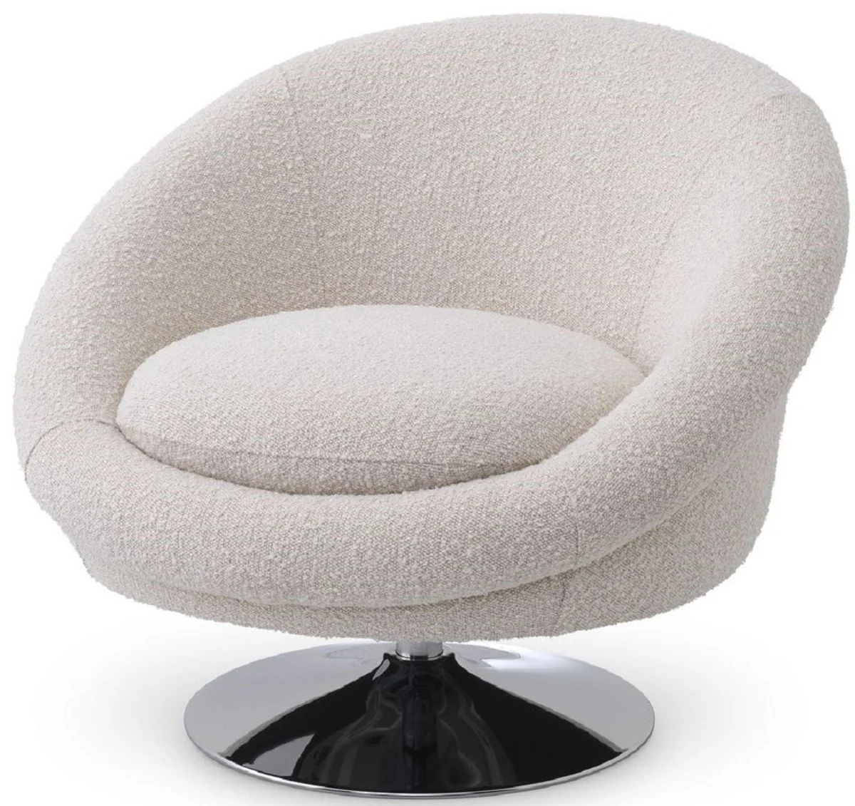 Casa Padrino sill¨®n giratorio de lujo crema brillante / plata 84 x 88 x A. 73 cm - Sill¨®n de Sal¨®n - Muebles de Lujo