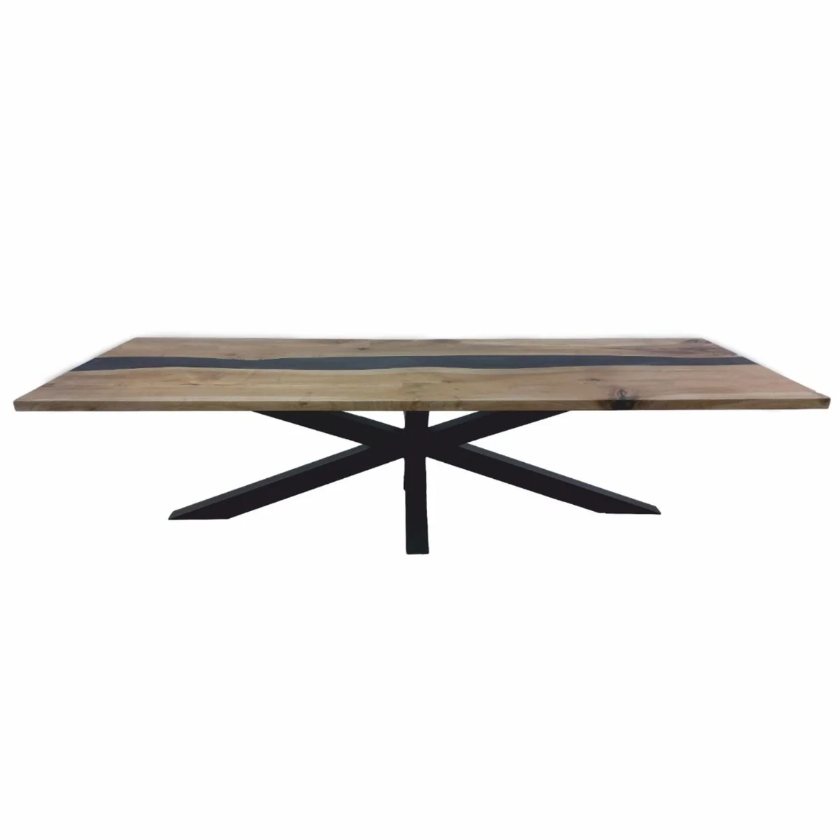 Casa Padrino Mesa de Comedor de Lujo Marr¨®n / Negro 200 cm - Mesa de Cocina con Resina Epoxi