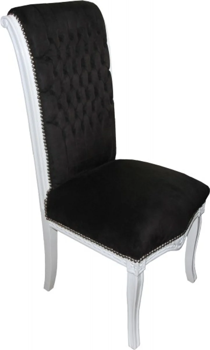 Casa Padrino barroco silla de respaldo alto comedor Negro / Blanco - Alta muebles sill¨®n - muebles barrocos - Edici¨®n Limitada