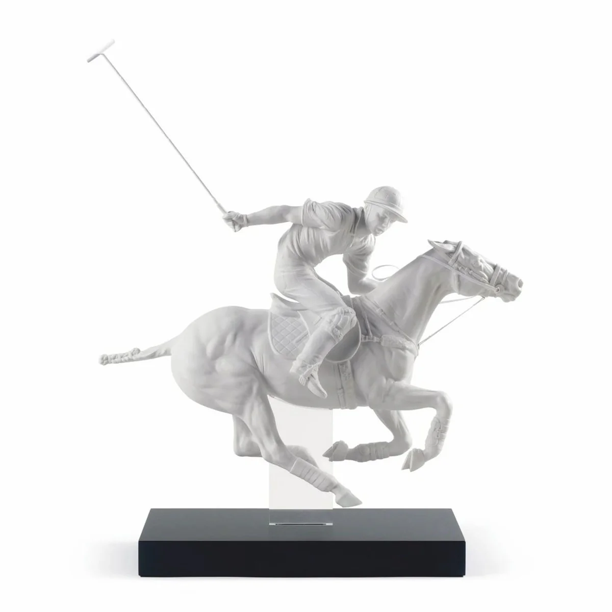 Casa Padrino figura decorativa de porcelana de lujo jugador de polo blanco mate / negro 50 x 20 x A. 61 cm
