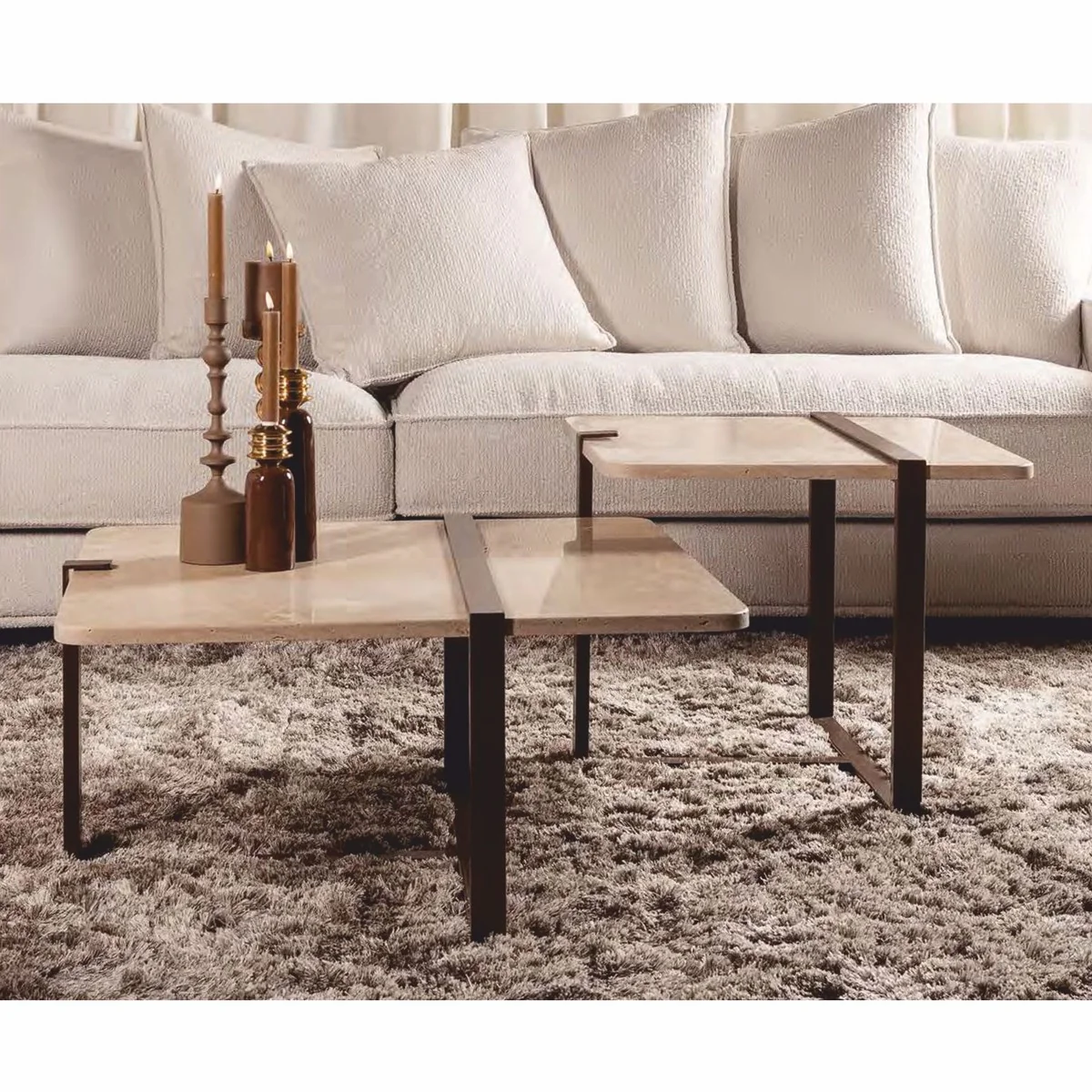 Casa Padrino conjunto de mesa de centro de lujo beige / marr¨®n - Muebles para Sala de Estar y Hotel